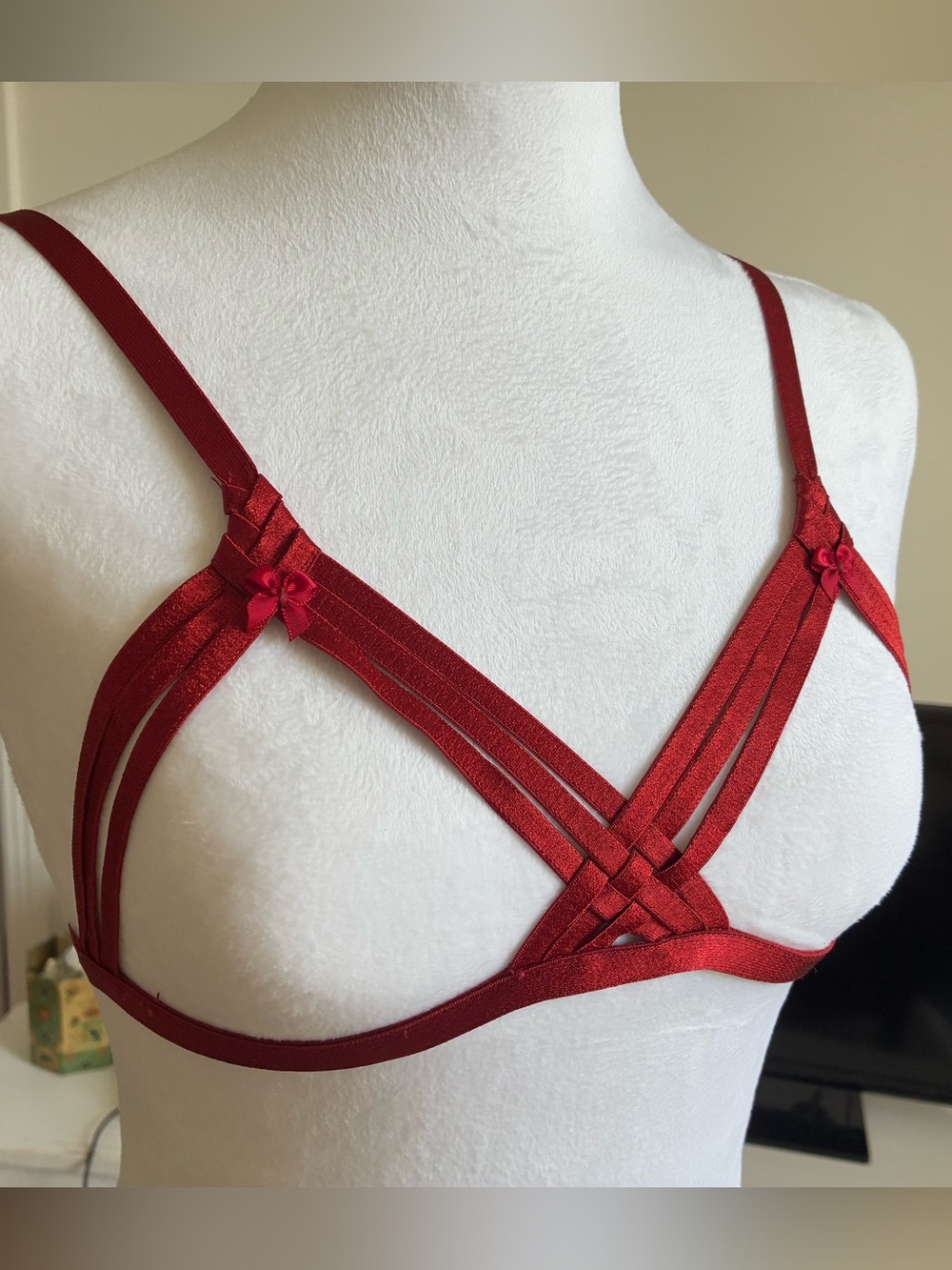 Rare Bordelle Red Asobi Ouvert Open Cup Bra – Size Small